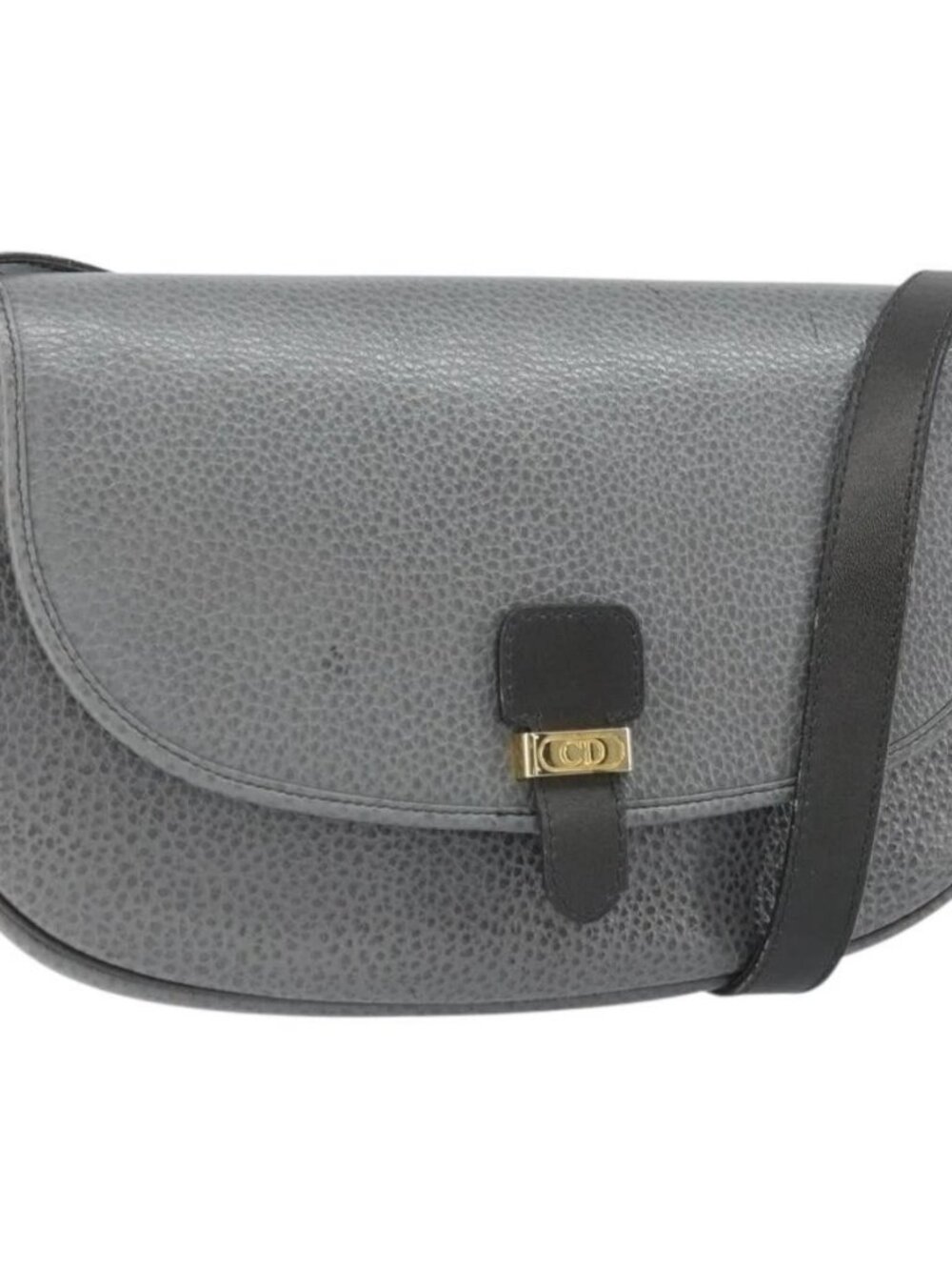Christian Dior Shoulder Bag Leather Gray Gold Auth ep13132